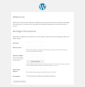Willkommensbildschirm ...